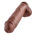 King Cock 11 - suur iminappadega munanditega dildokas (28cm) - pruun