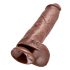 King Cock 11 - suur iminappadega munanditega dildokas (28cm) - pruun