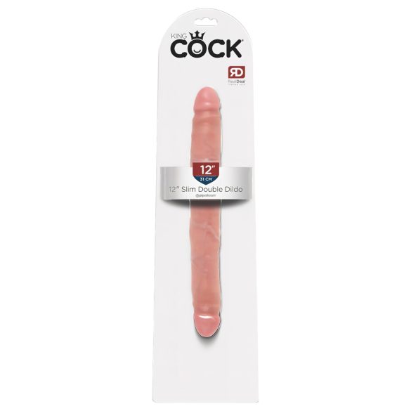 King Cock 12 Slim - elutruu topelt dildo (31 cm) - naturaalne