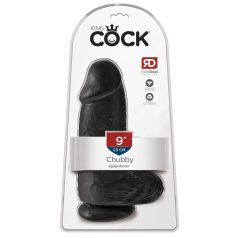   King Cock 9 Chubby - dildoga iminapaga ja munanditega 23cm - must