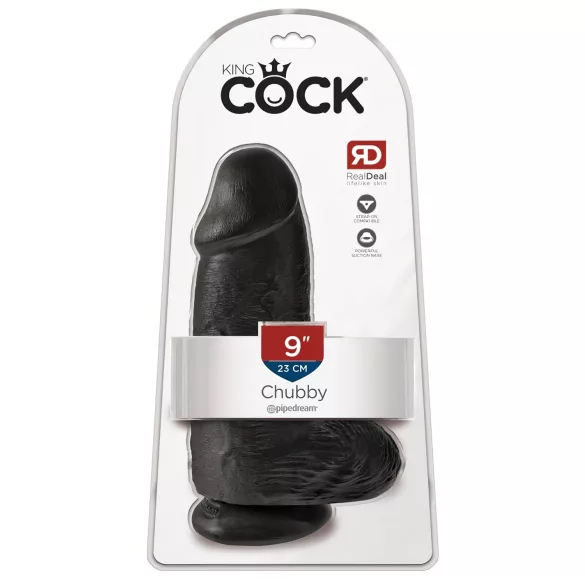 King Cock 9 Chubby - dildoga iminapaga ja munanditega 23cm - must