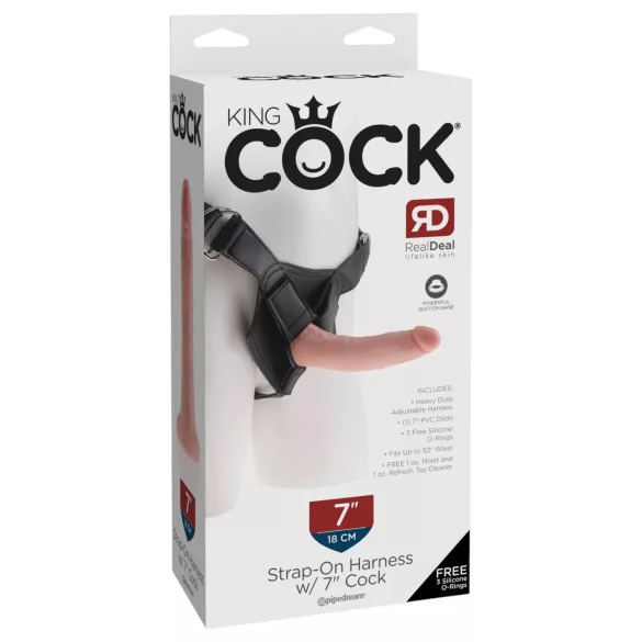 King Cock 7 - strap-on dildo rihmaga - must