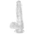 King Cock Clear 6 - iminapaga, munanditega väike dildo (15 cm)