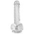 King Cock Clear 6 - iminapaga, munanditega väike dildo (15 cm)