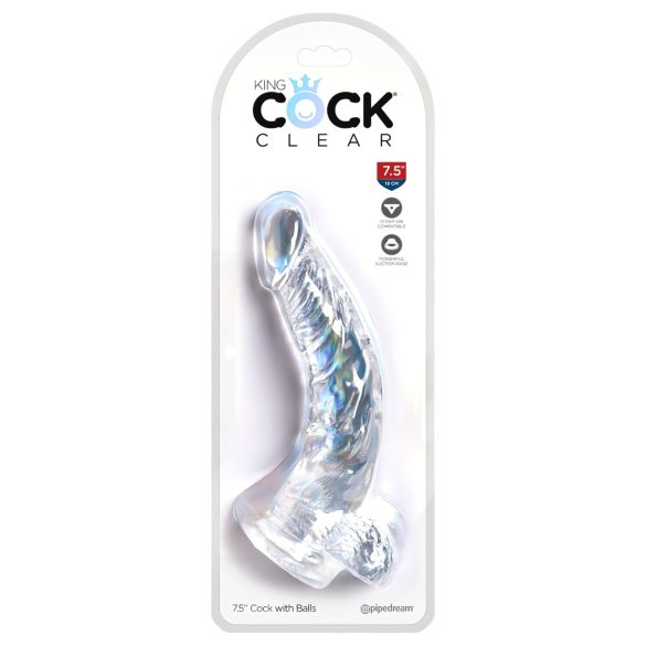 King Cock Clear 7,5 - iminapaga ja munanditega dildo (19 cm)