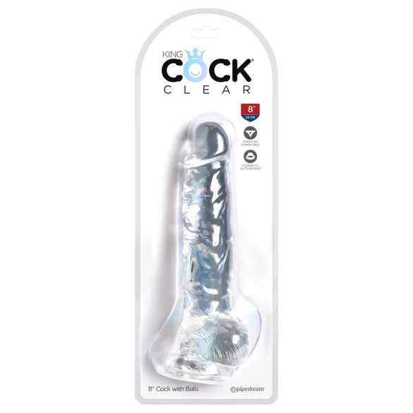 King Cock Clear 8 - dildo munanditega iminapaga 20cm
