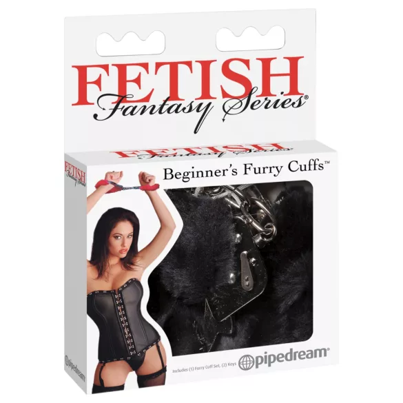 Fetish Fantasy - käeraudade komplekt - must plüüs