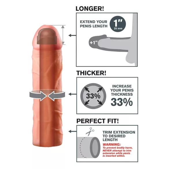 Pipedream - X-TENSION Perfect 1 - elutruu peenisekate (17,7 cm, naturaalne)