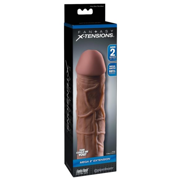X-TENSION Mega 2 - realistlik peenisehülss 20,3cm - tume naturaalne