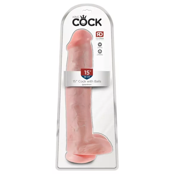King Cock 15 - dildoga iminapaga munanditega - naturaalne 38cm