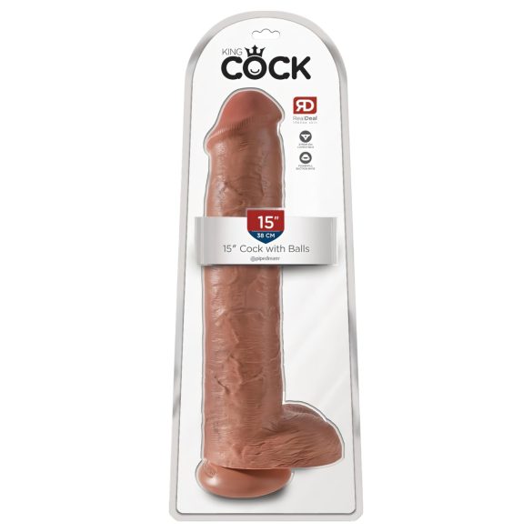 King Cock 15 - hiiglaslik dildo (38 cm) - tume naturaalne