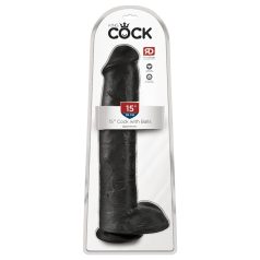   King Cock 15 - realistlik dildo munanditega iminapaga 38cm - must