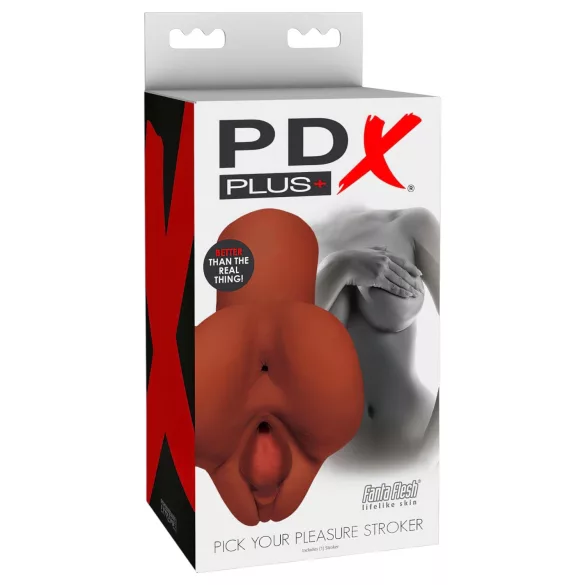 PDX Pick Your Pleasure - 2-ühes elutruu masturbaator (pruun)