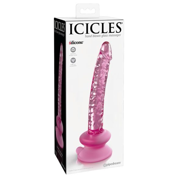 Icicles nr. 86 - roosa peenisekujuline klaasdildo