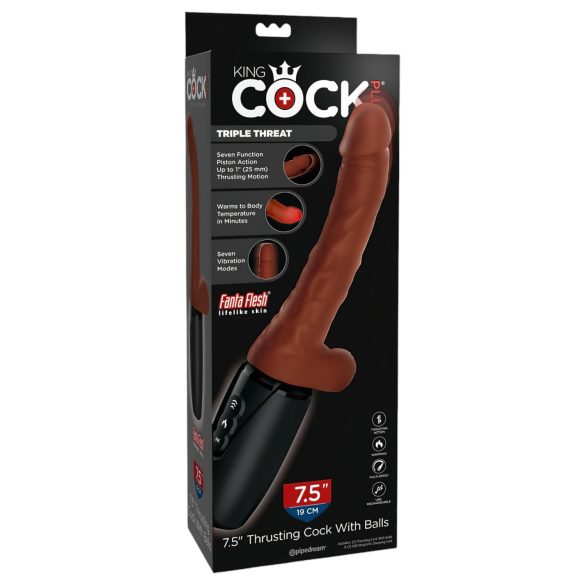 King Cock Plus 7,5 - munanditega vibralükkja (pruun)