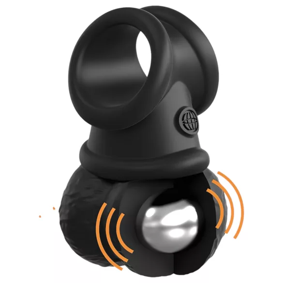 King Cock Crown Jewels - must vibratsioonitega peeniserõngas (must)