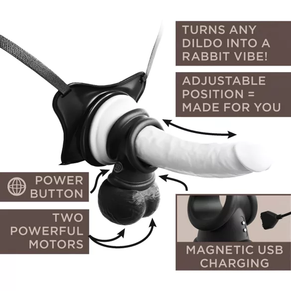 King Cock Crown Jewels - must vibratsioonitega peeniserõngas (must)