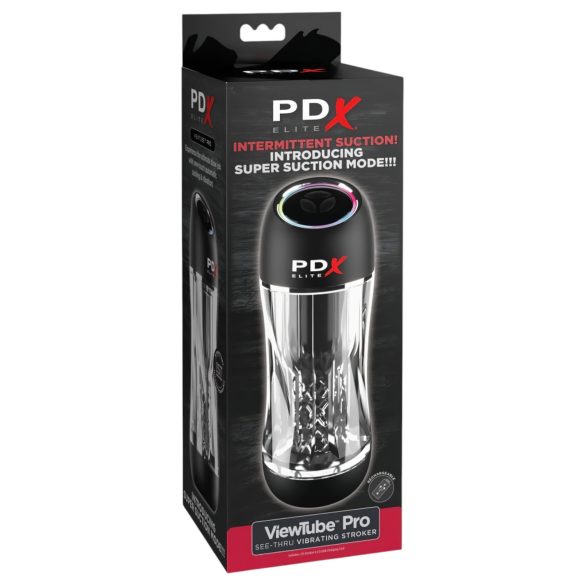 PDX ViewTube Pro - masturbaator imemis- ja vibratsioonifunktsiooniga - must