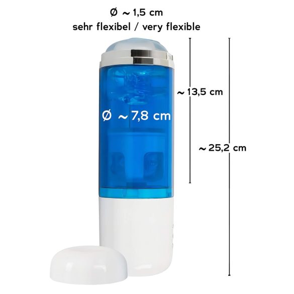 You2Toys - akuga pöörlev-tõukav masturbaator - sinine/valge