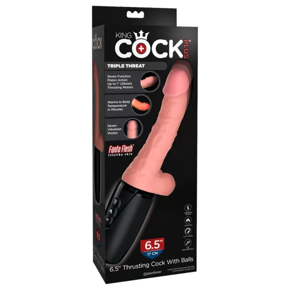 King Cock Plus 6,5 - peenisvibraator munanditega - naturaalne
