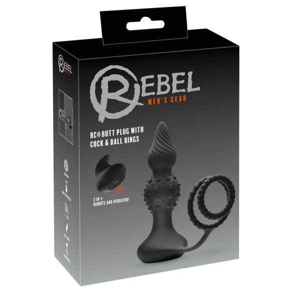 Rebel 2in1 - juhtmevaba raadio anaalseade peeniserõngaga (must)