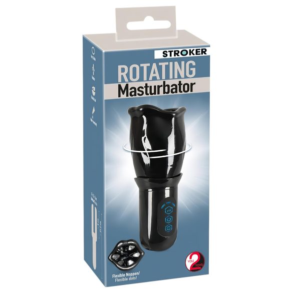 Pöörlev STROKER - laetav, must masturbaator