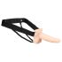 You2Toys Strap-on - õõnes, nahatooni vibreeriv rihm-on dildo