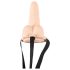 You2Toys Strap-on - õõnes, nahatooni vibreeriv rihm-on dildo
