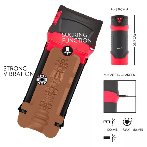 WYNE 04 - aku masturbaator - vibreeriv ja imemisfunktsiooniga - pruun