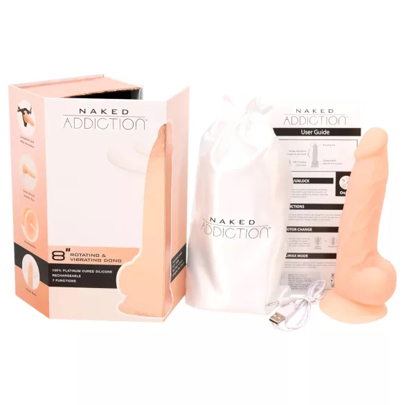 Naked Addiction - pöörlev vibraator - 20 cm - naturaalne