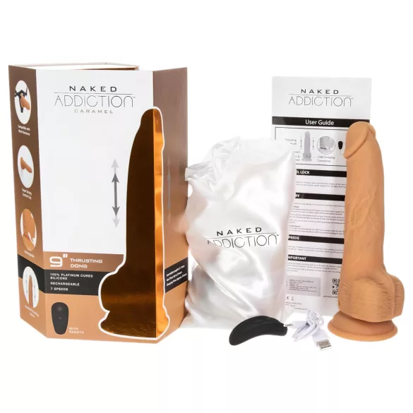 Naked Addiction - tuppe tungiv vibraator - tume - 23 cm