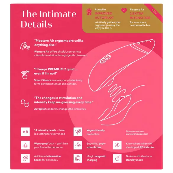 Womanizer Premium 2 - õhulainega kliimaksulaator - roosa