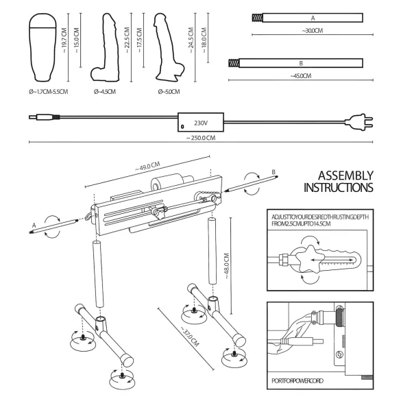 The Banger Fucking Machine - topelt seksimasin - 2 dildot ja 1 kunsttupp