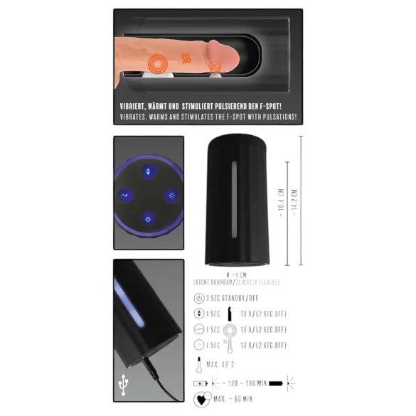 Rebel - akuga masturbator - 3 funktsiooni - must