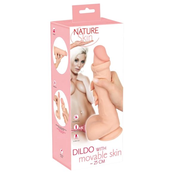 Nature Skin - dildo nahkkattega - 25cm naturaalne