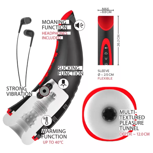 WYNE 03 - akuga vibreeriv imemisfunktsiooniga masturbaator - must