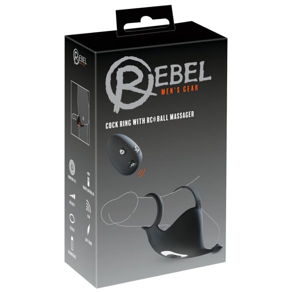 Rebel - akuga peeniserõngas ja munandite vibraator (must)