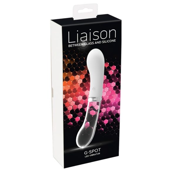 You2toys Liaison - LED vibraator klaassist ja silikoonist (läbipaistev-valge)
