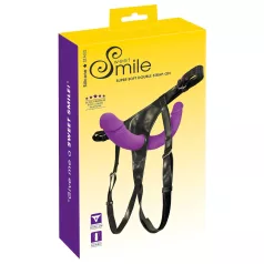SMILE - topelt strapon dildo aluspükstega - lilla/must