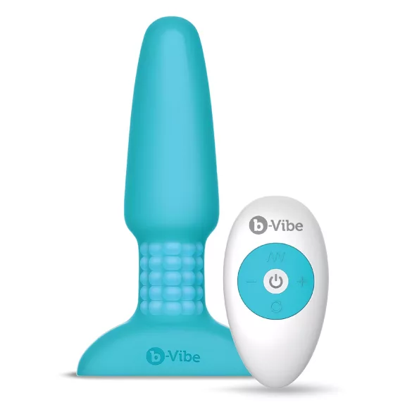 b-Vibe - pöörlev pärlitega akuga anaalseksvibraator - türkiissinine