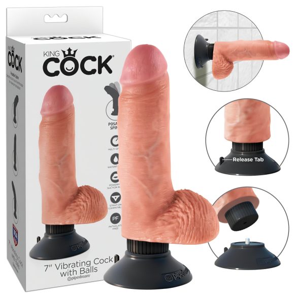 King Cock 7 iminapaga vibraator (18 cm) - naturaalne
