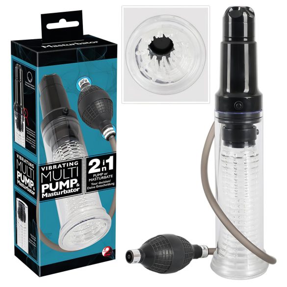 You2Toys 2in1 - peenisepump ja masturbaator koos (läbipaistev)