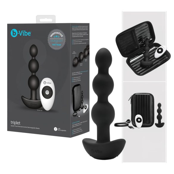b-Vibe - kolmikpalliga anaalvibraator, laetav (must)