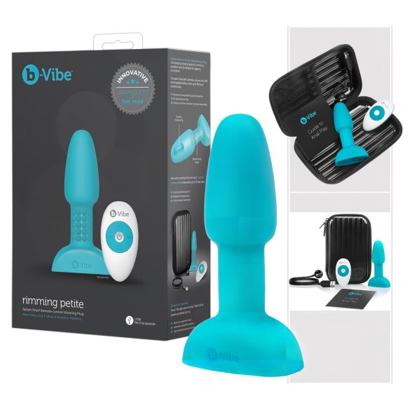 b-Vibe Rimming - pöörlev helmega anaalvibraator (türkiis)
