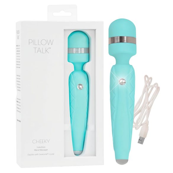 Pillow Talk Cheeky Wand - laetav massaaživibraator (türkiis)