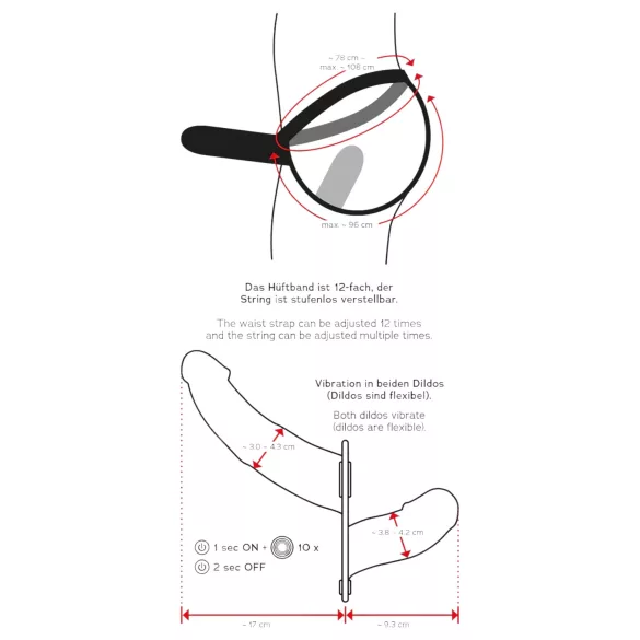 Double Thruster - topitav kahepoolne vibraator - must