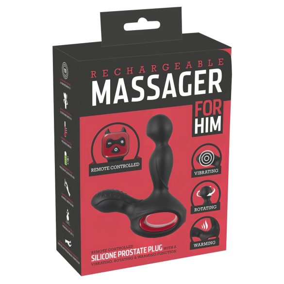 You2Toys Massager - pöörlev, soojendav eesnäärmevibraator (must)
