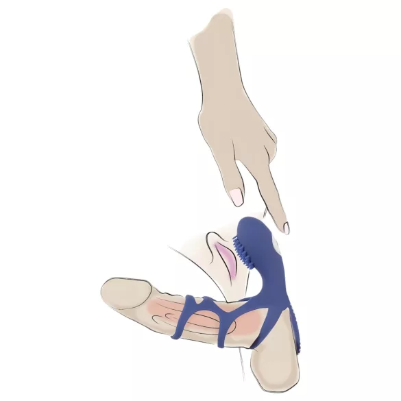 SMILE Couple - vibraatoriga peenise mansett - laetav, sinine