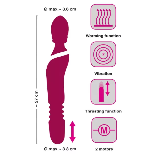 Javida Thrusting - 3in1 vibraator massaažiga - punane