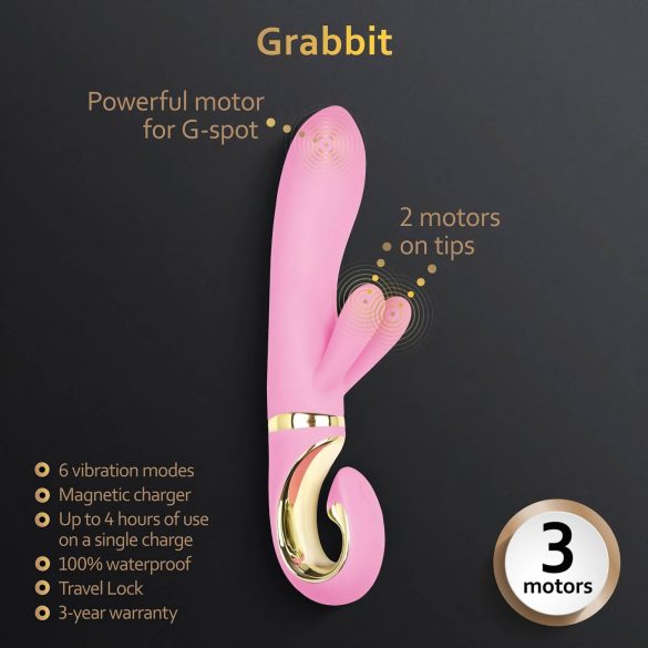 G-Vibe GRabbit - G-punkti vibreerija - 3 mootorit - aku - roosa